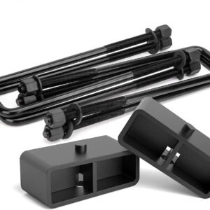 2" Rear Block Leveling Lift Kit U Bolt Leaf Spring For 2000-2010 Chevy Silverado 1500HD 2500HD 3500HD and GMC Sierra 1500HD 2500HD