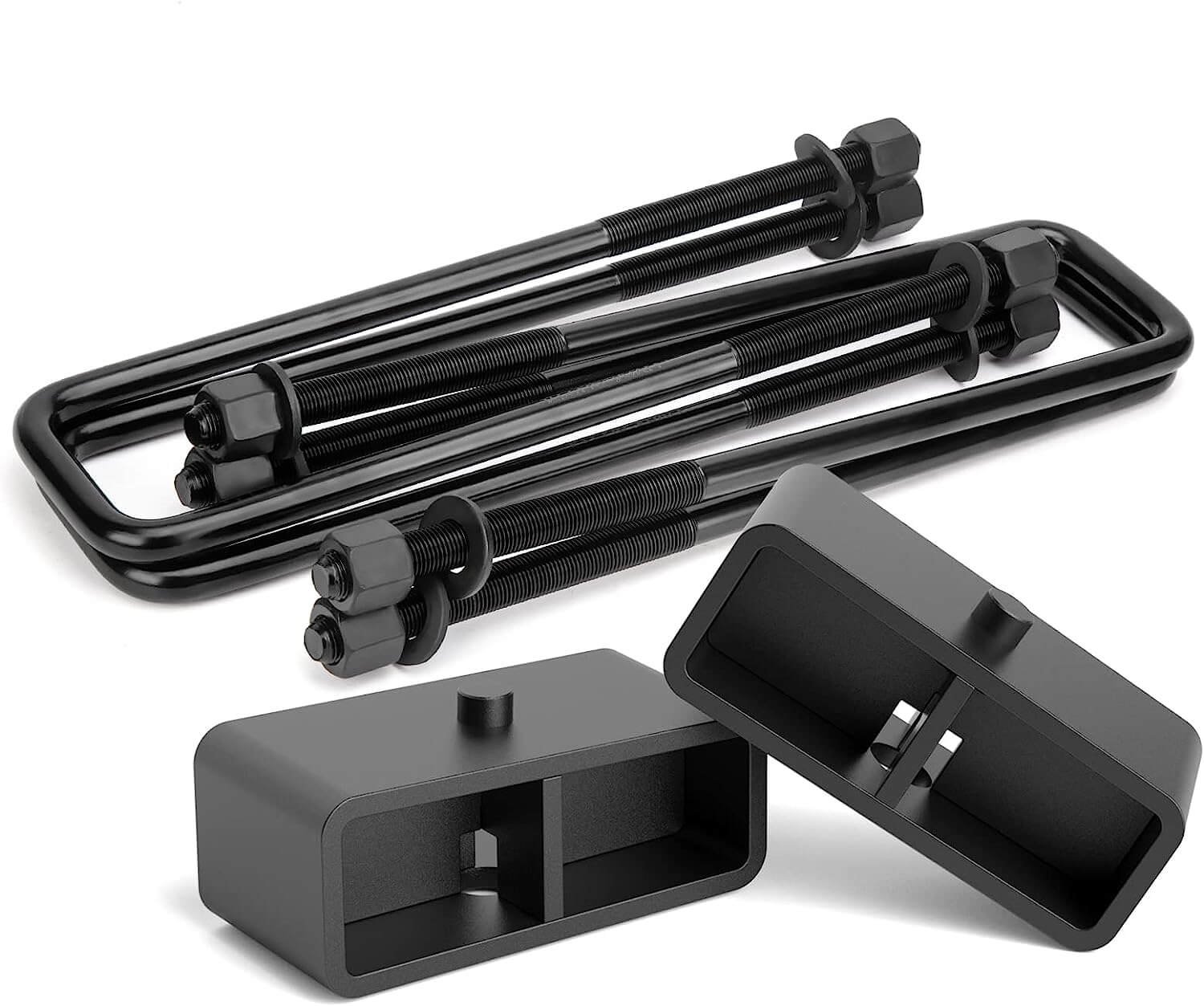 2" Rear Block Leveling Lift Kit U Bolt Leaf Spring For 2000-2010 Chevy Silverado 1500HD 2500HD 3500HD and GMC Sierra 1500HD 2500HD